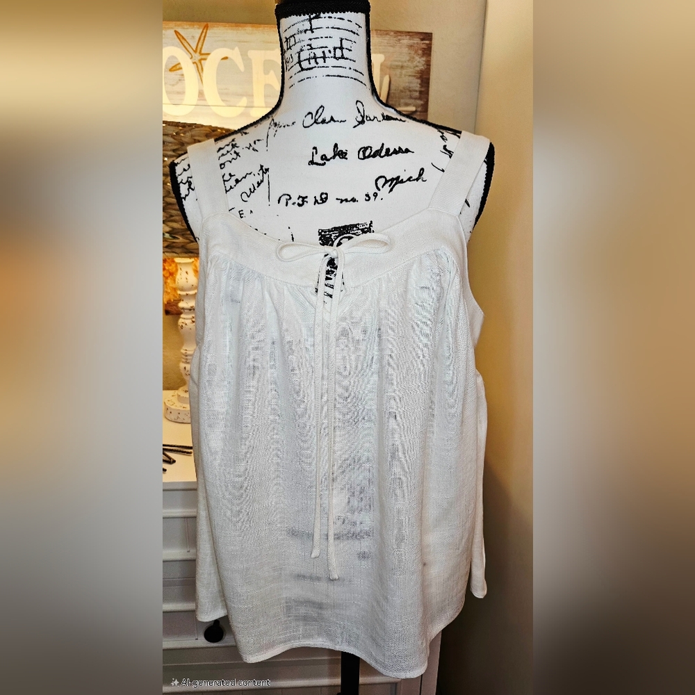 White Sleeveless Tie-Front Boho Tank Top